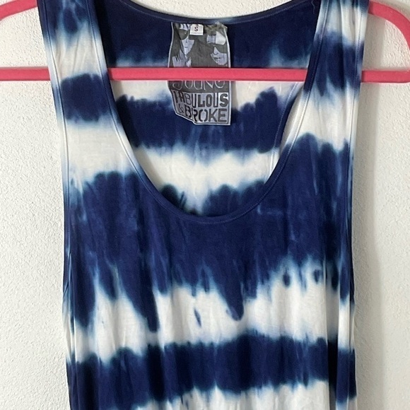Yfb Young Fabulous Broke Blue Tie Dye Dress Sz S - Picture 3 of 4